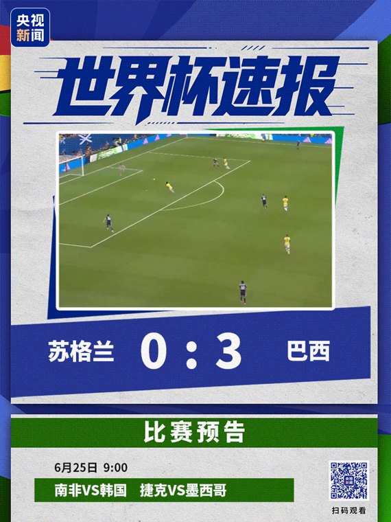 内马尔替补出场，维尼修斯梅开二度，巴西3-0苏格兰小组第一出线！摩洛哥4-2逆转海地锁定第二